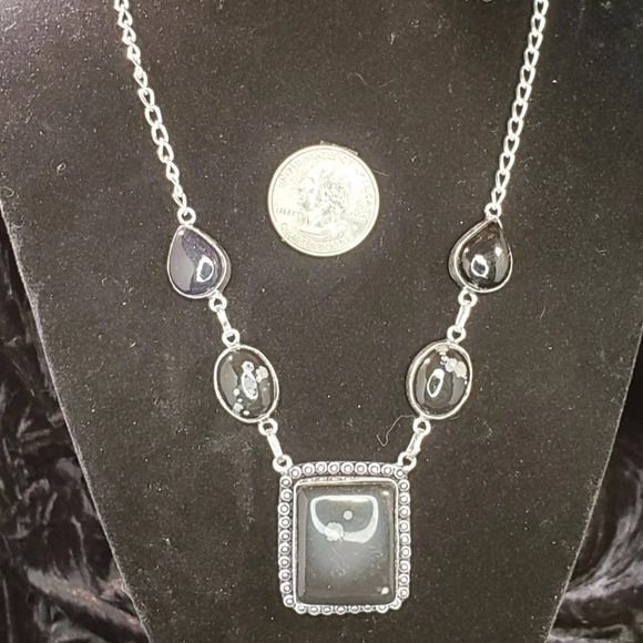 0205. NWOTs ~ ❄️ Snowflake Obsidian ~ Set in Sterling Silver 🥈~ Amazing !! 👌 - Picture 1 of 8